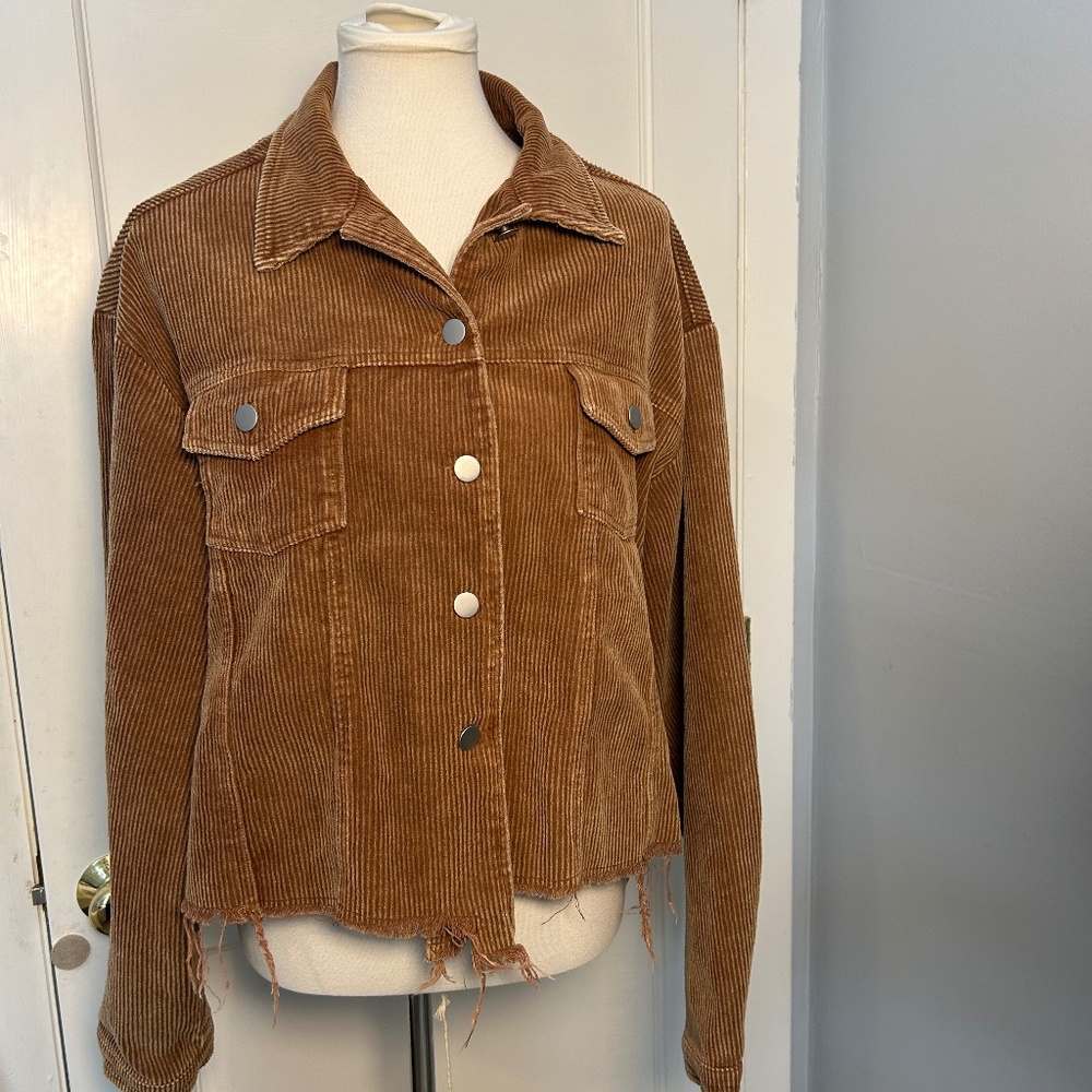 Brown Cropped Corduroy jacket X Large cottagecore Boho Fall